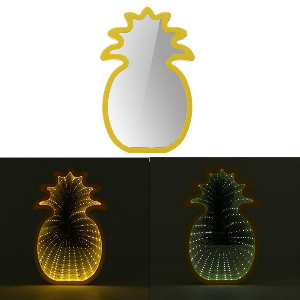 (White) Creative Cute Pineapple Mirror Lamp LED Tunnel Night Light for Kid Atmosphere Light White/Warm White