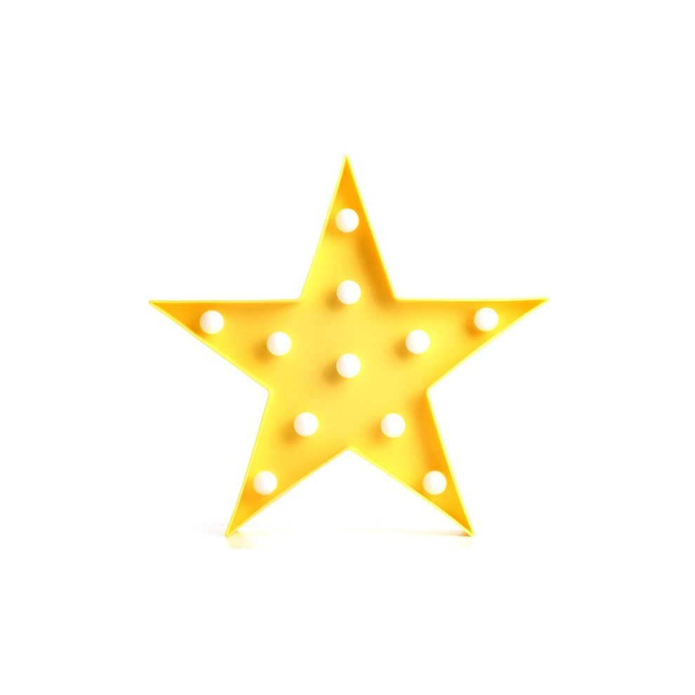 (Yellow) Cute LED Five-Pointed Star Night Light for Baby Kids Bedroom Home Decor