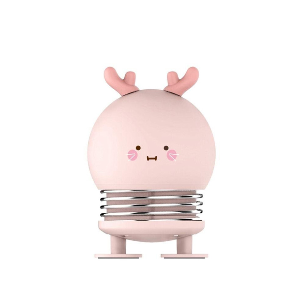 (Pink) Creative LED Cartoon Spring Switch Rabbit Deer Night Light for Children Toy Pressure Relief Gift