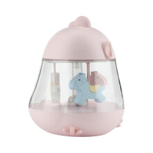 (Pink) Carousel Music Box 7 Color Change Cartoon Carousel Music Night Light Clockwork Touch Chick Music Case Kid Gift Home Decor