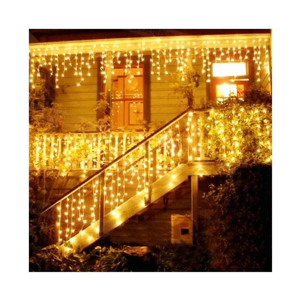 (Yellow) Christmas 4M 96 LED Indoor Outdoor String Lights 220V Curtain Icicle Drop LED Party Garden Stage Decorative Light - 220V EU Plug-image-OPC-PCJVY66-NEW