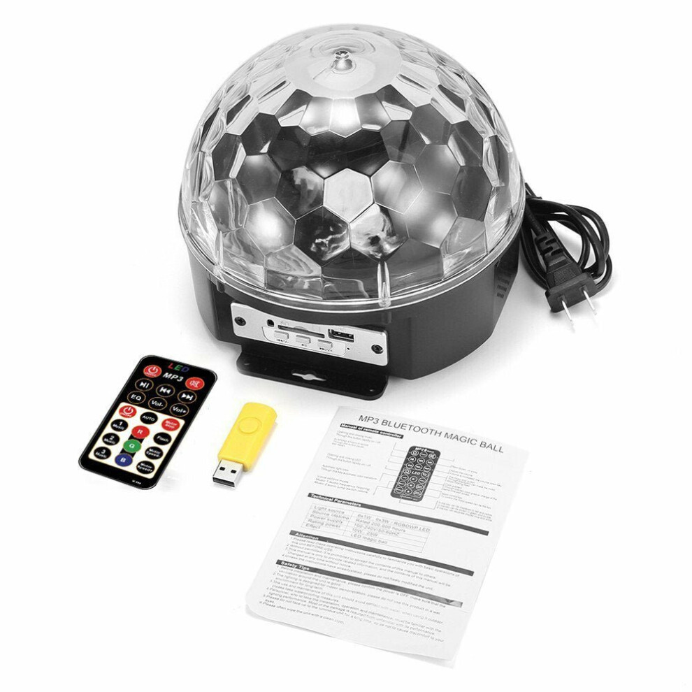 (UK Plug) 9 Color LED Voice Control With Remote Control MP3 Crystal Ball Flashlightts Stage Sprinkle Lights
