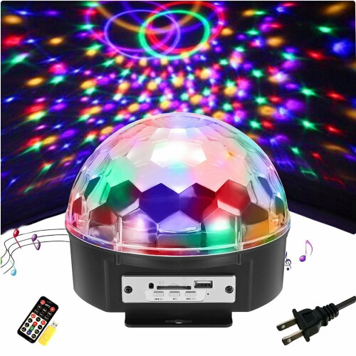 (US Plug) 9 Color LED Voice Control With Remote Control MP3 Crystal Ball Flashlightts Stage Sprinkle Lights 2
