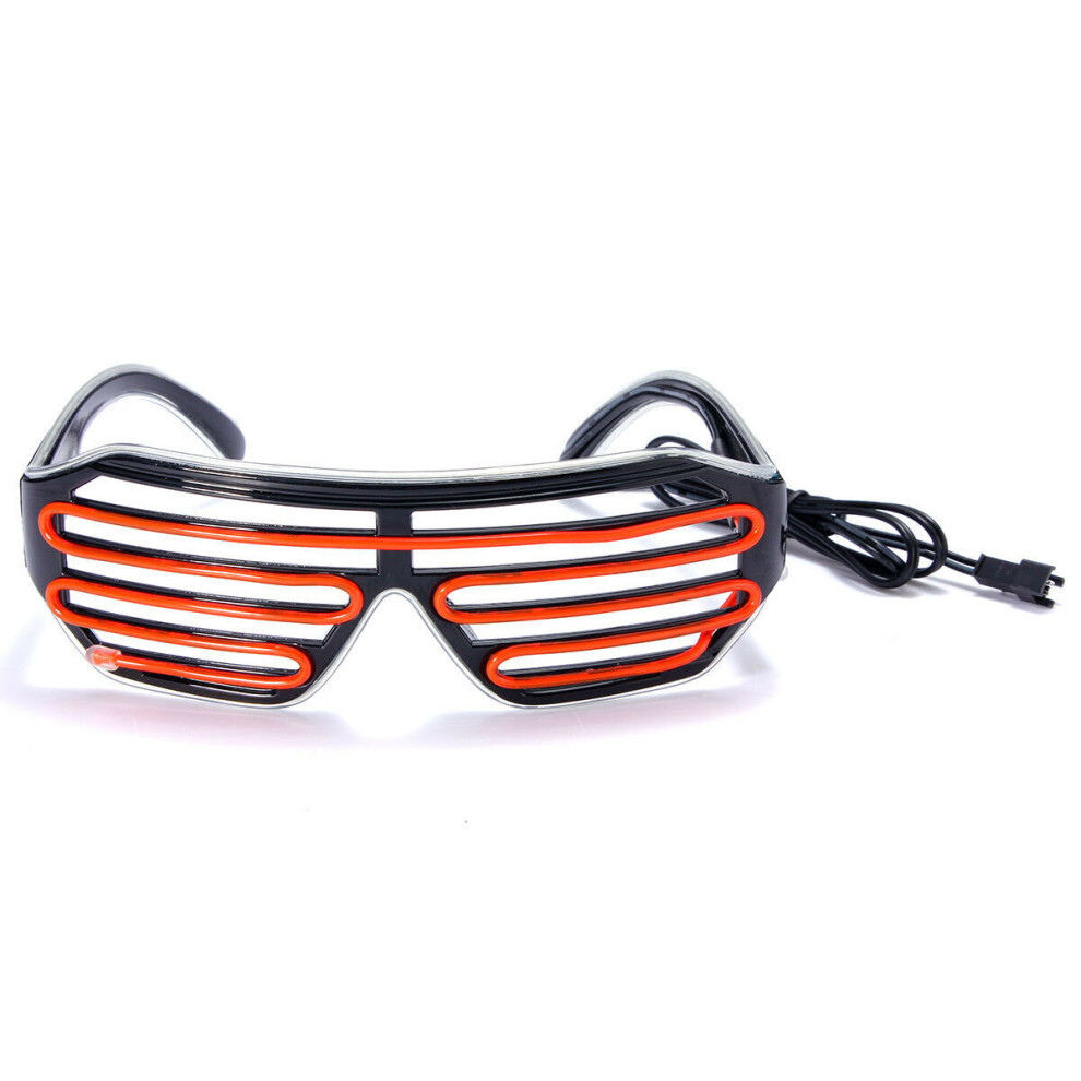 (Ice blue frame + red mirror) Double Blinds Luminous Glasses Cold Light Glasses Slotted Shutter Shade Type Glasses