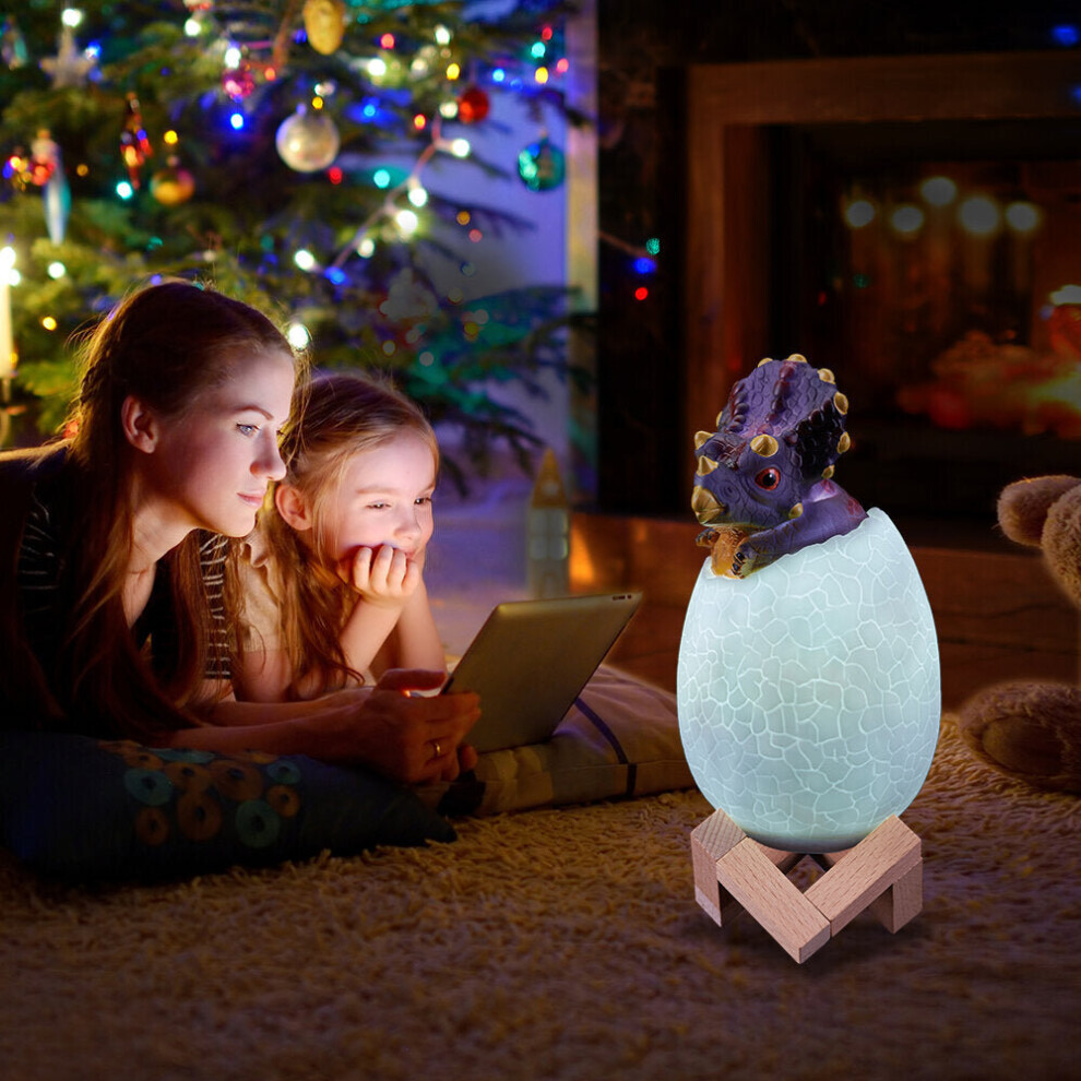 Decorative 3D Triceratops Egg Smart Night Light 16 Colors Remote Control Touch Switch LED Nightlight For Christmas Gift