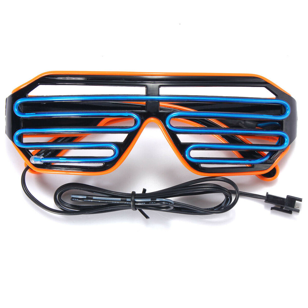 (Orange frame + blue mirror) Double Blinds Luminous Glasses Cold Light Glasses Slotted Shutter Shade Type Glasses