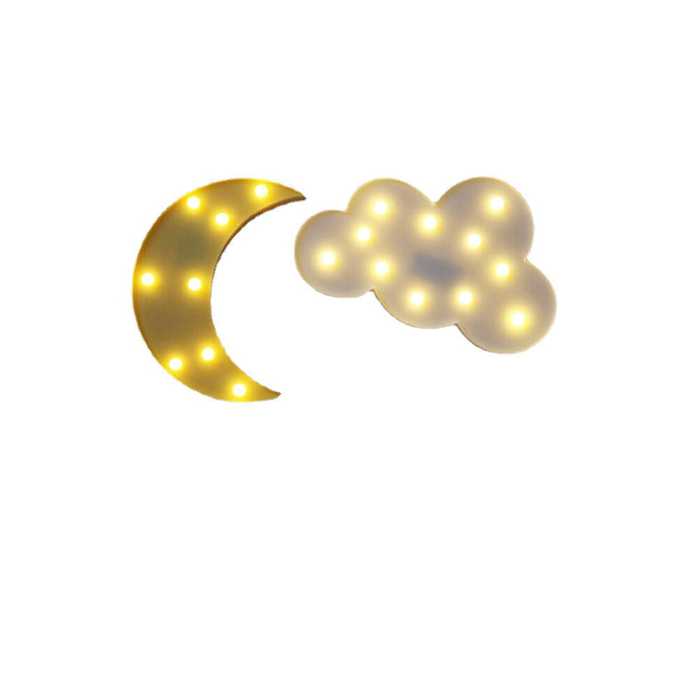 (White, Cloud) Led Night Light for Kids Moon Star Cloud Bedroom Bedside Lamp Room Party Decorations