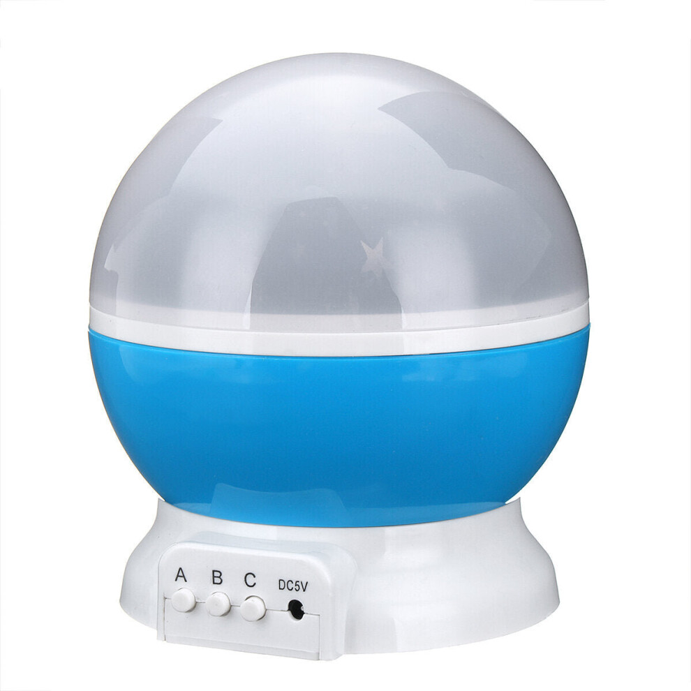 (Blue) LED Starry Projector Lamp Baby Night Light USB Romantic Rotating Moon Cosmos Sky Star Projection Lamp For Kids Baby Bedroom Living Room