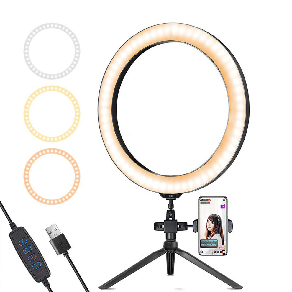 (16cm, With 1 Phone Clip) LED Ring Light Stand 3200K-5800K Dimmable Lamp for Selfie Video Photo Live Show