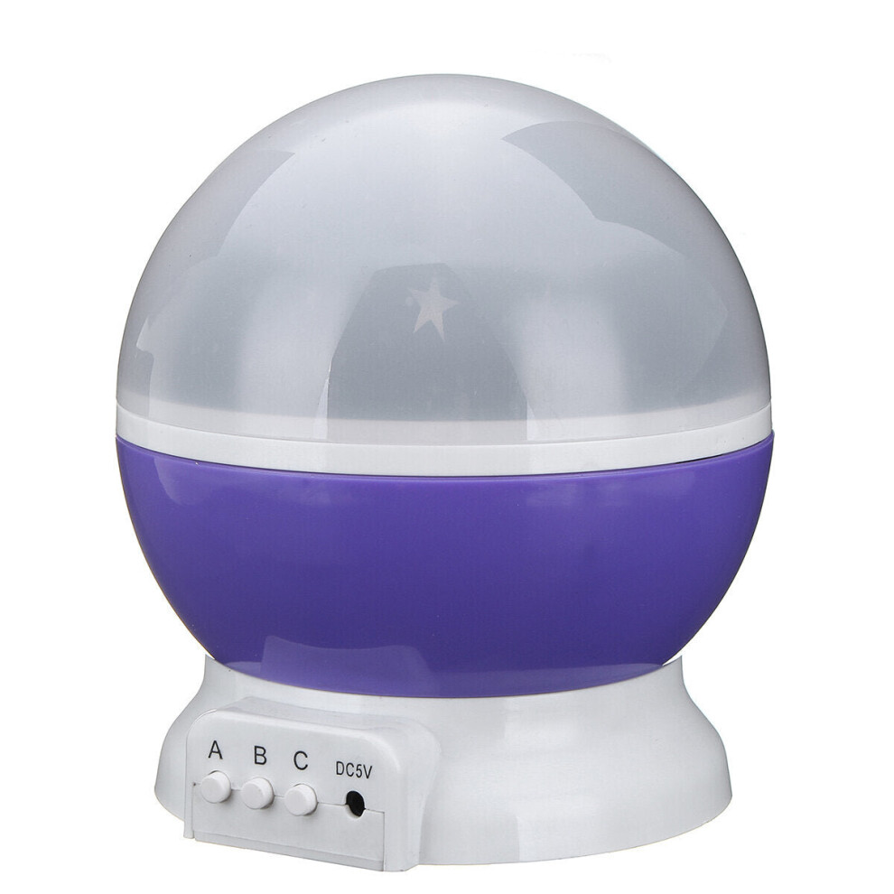 (Purple) LED Starry Projector Lamp Baby Night Light USB Romantic Rotating Moon Cosmos Sky Star Projection Lamp For Kids Baby Bedroom Living Room