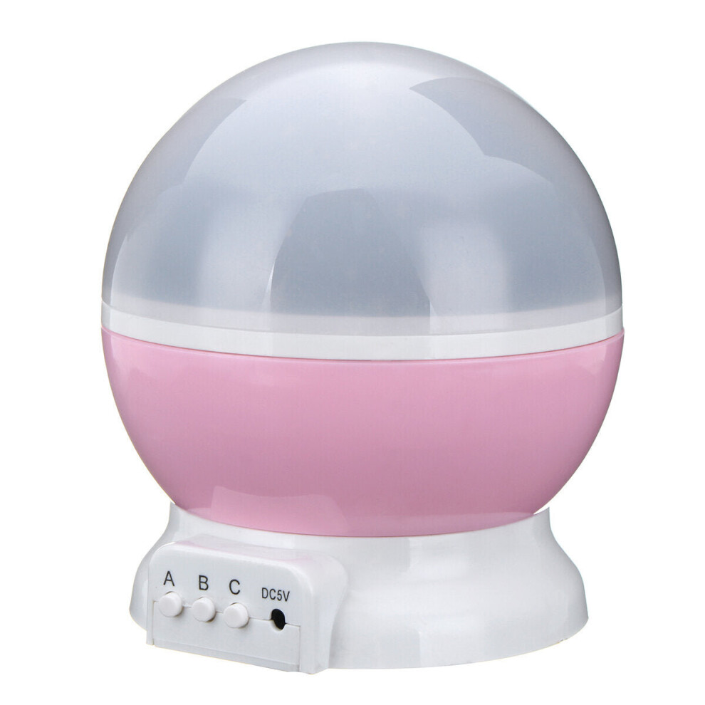 (Pink) LED Starry Projector Lamp Baby Night Light USB Romantic Rotating Moon Cosmos Sky Star Projection Lamp For Kids Baby Bedroom Living Room