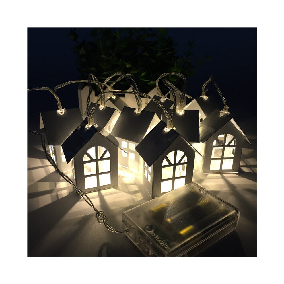 (Warm White) 1M 10 LED Metal House String Lights LED Fairy Lights for Festival Christmas Wedding