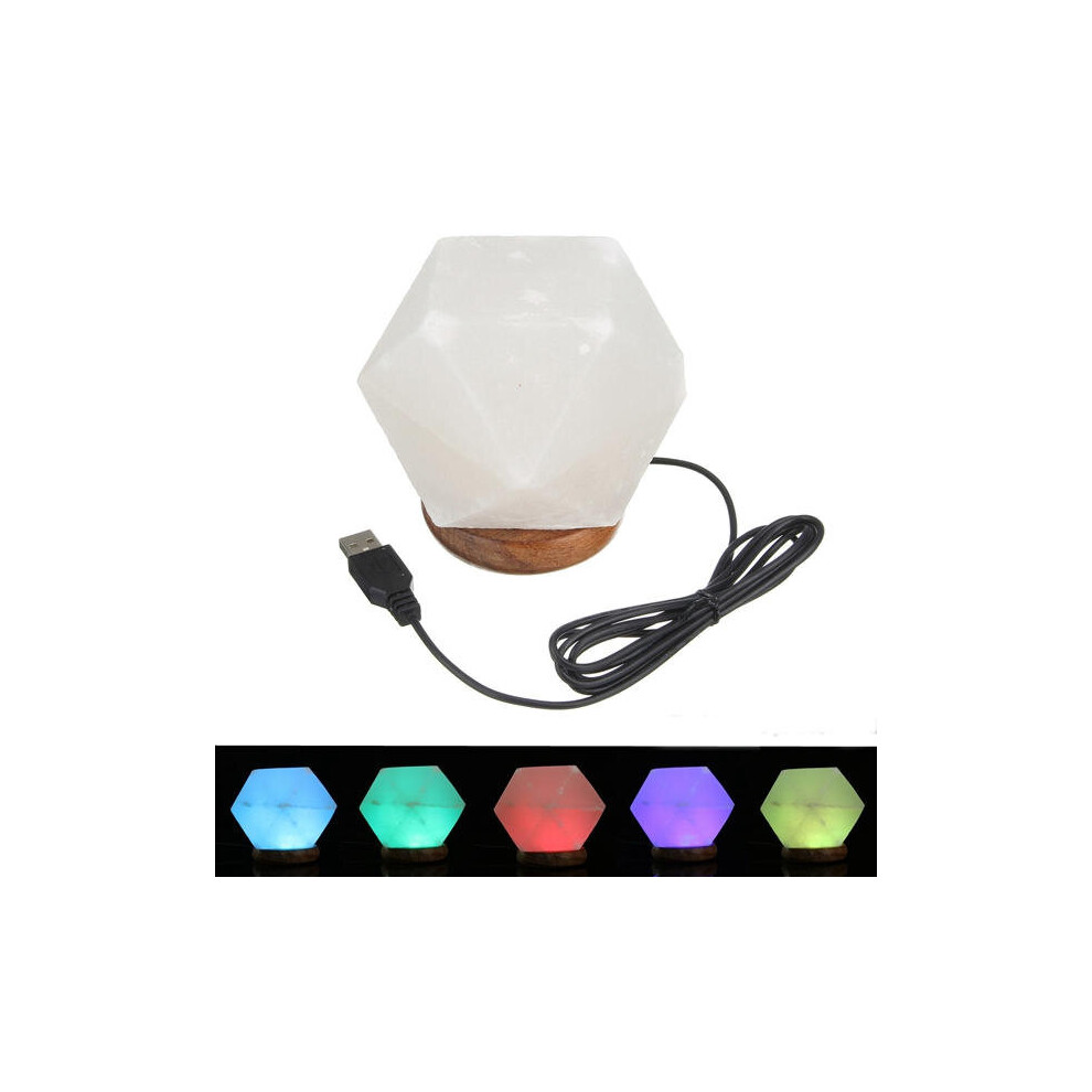 Natural Crystal Rock USB Salt Lamp Colorful LED Night Light Decor