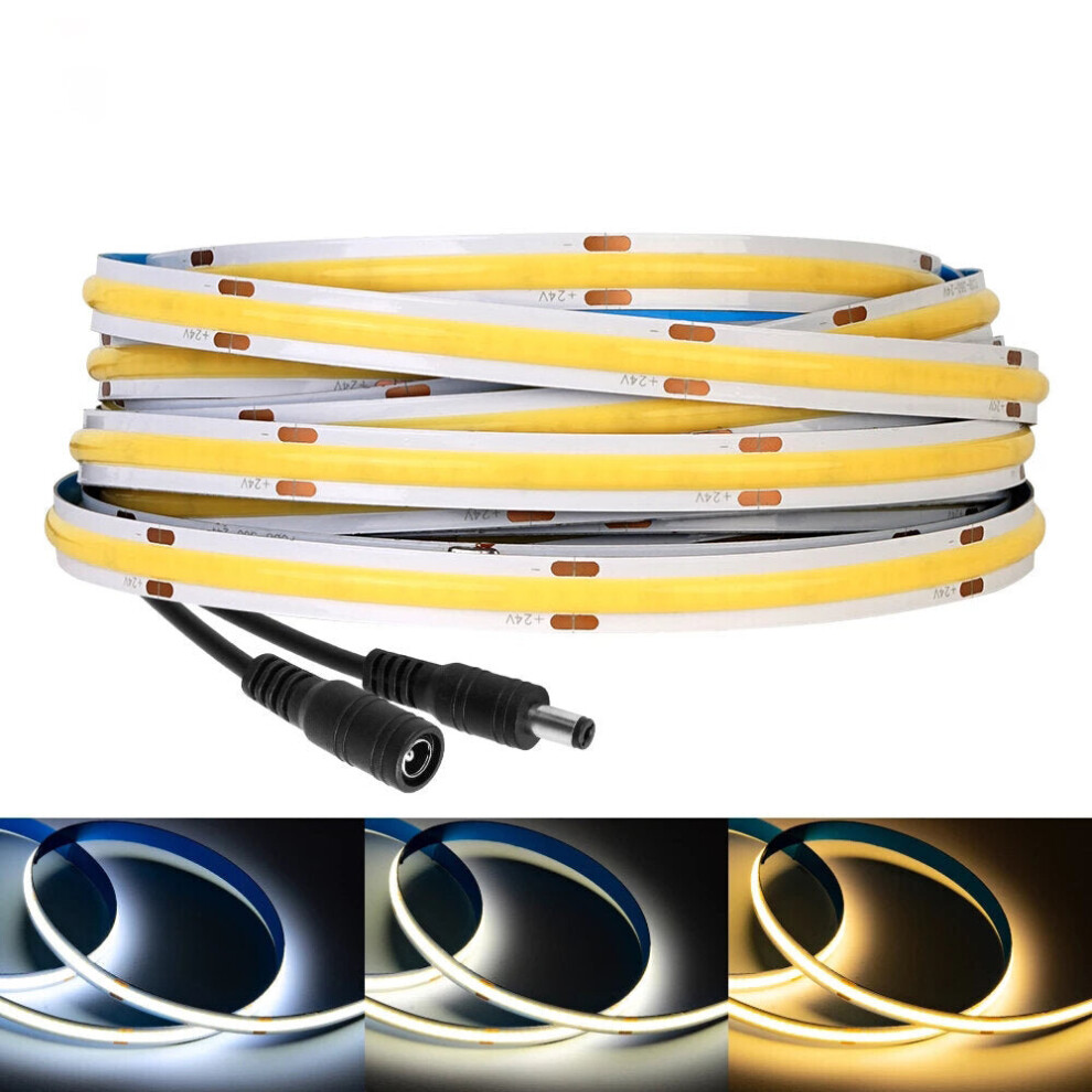 (24V 528LED, 0.5m) 12V/24V LED NIght Light Strip 360/528 LEDs High Density Flexible FCOB COB Led Lights Strip with Changeable Color Temperature for Bedroom Kitchen