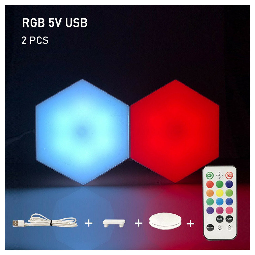 (2pcs) RGB LED Lamp Hexagon Light Touch Sensor RGBW LED Honeycomb Light Colorful Night Light USB with Remote