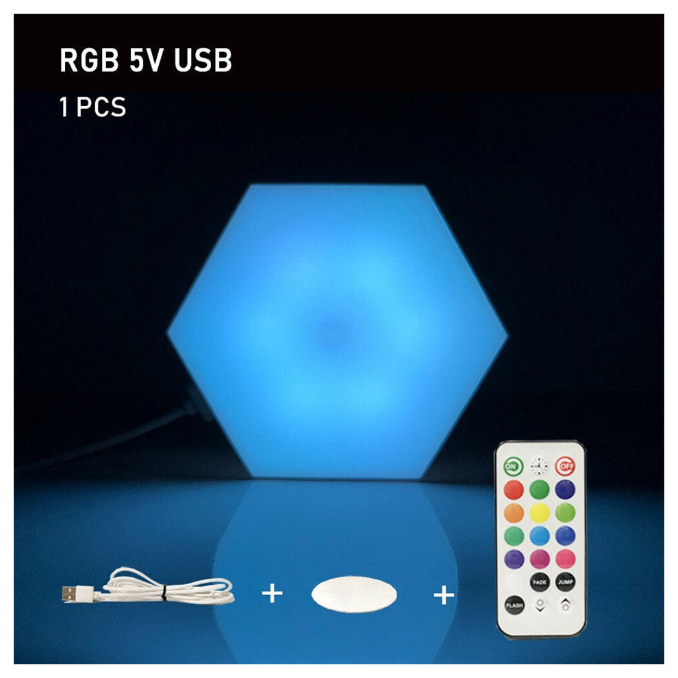 (1pcs) RGB LED Lamp Hexagon Light Touch Sensor RGBW LED Honeycomb Light Colorful Night Light USB with Remote