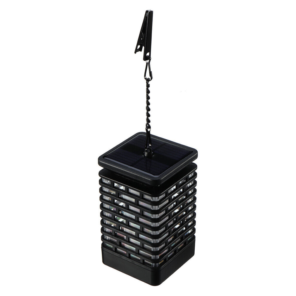 (Black) LED Solar Hanging Light Flickering Flame Lawn Garden Candle Lantern Lamp for Home Garden Decoration