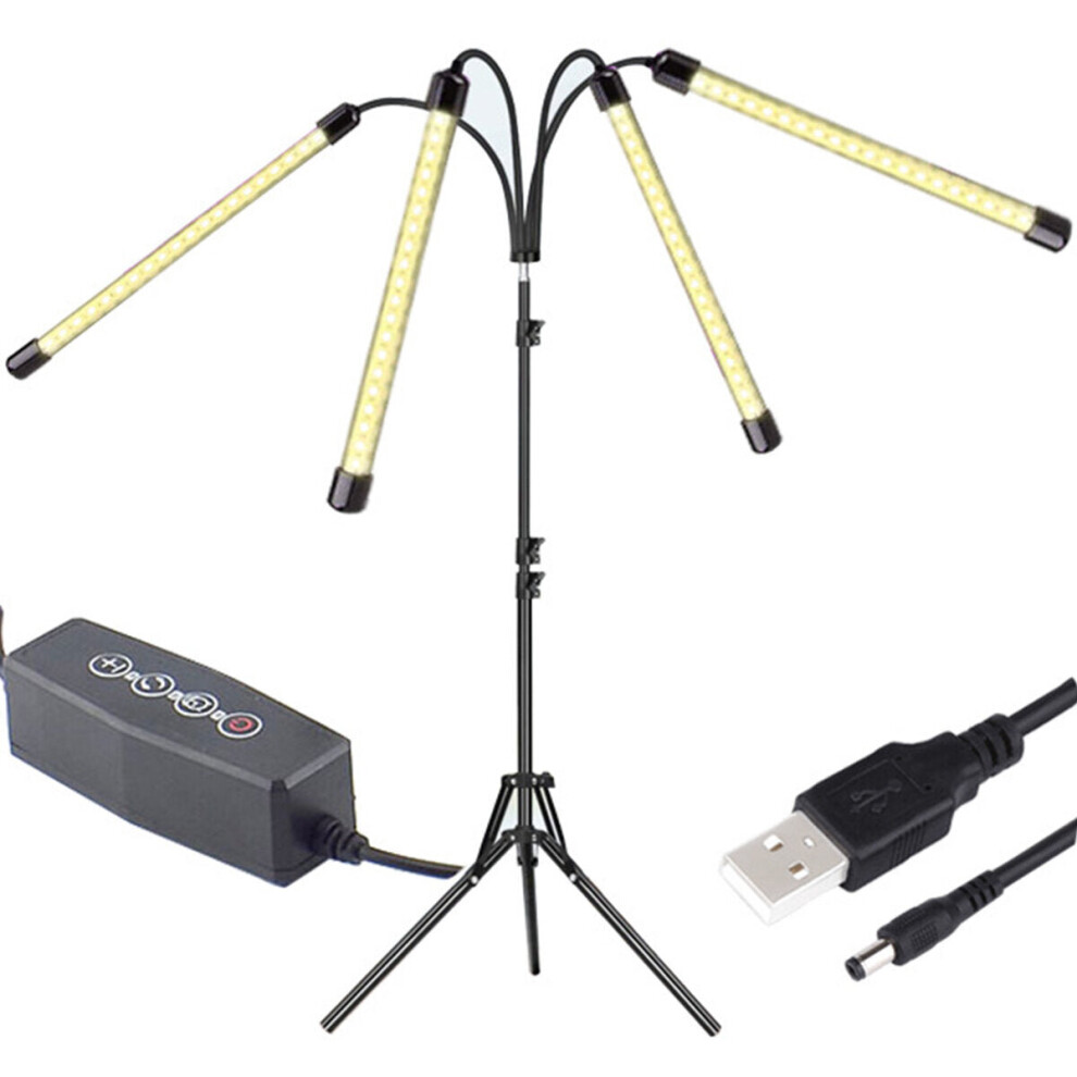 (Yellow) Remote Control 4 Heads LED Grow Light Plant Growing Lamp Lights with Tripod for Indoor Plants