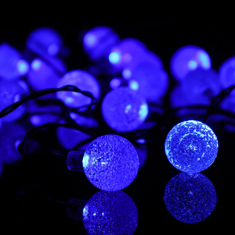 (Blue) 30 LED Solar Power Christmas Fairy String Light Party Outdoor Patio Decor Lamp