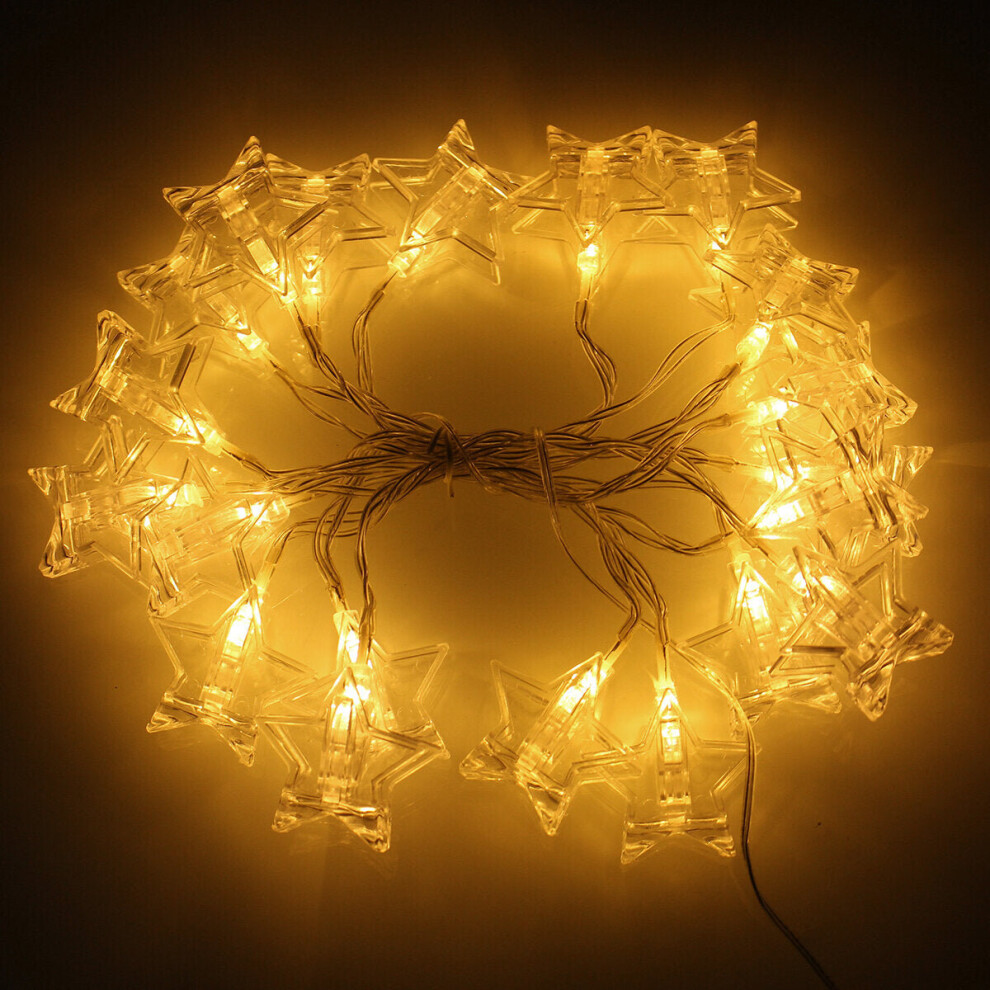 (Yellow) 3 Meters 20 LED Photo Window Hanging Peg Clips String Lights Fairy Decor Wedding Light