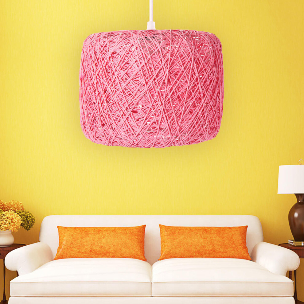 (Pink) Modern Pendant Light Rope Ceiling Lamp Chandelier Home Fixture Decoration Lamp Cover