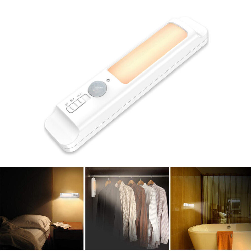 (Warm White) Wireless Smart PIR Motion Sensor LED Cabinet Night Light Battery Powered for Bedroom Stair