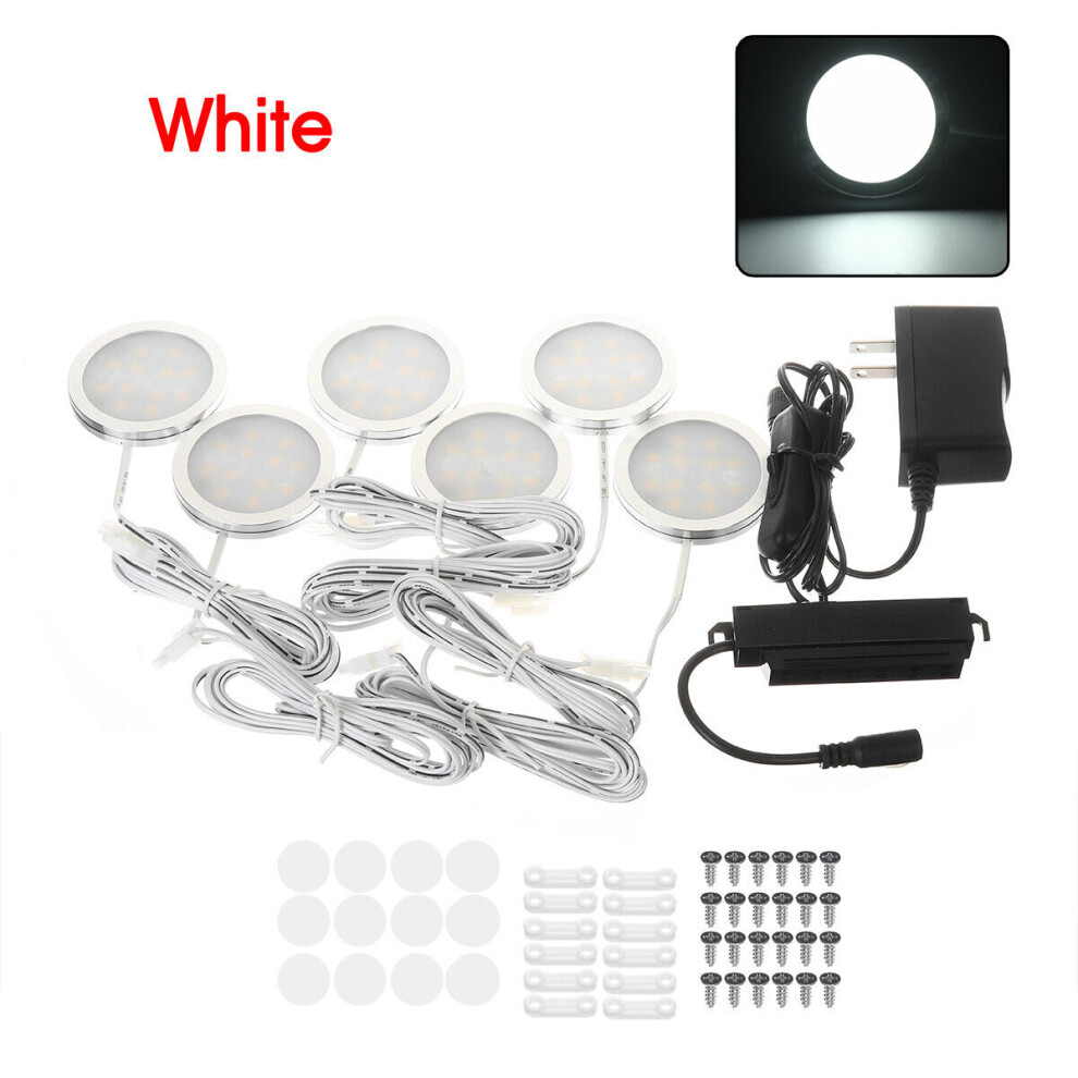 (White) 2.5W 6-In-1 LED Under Cabinet Light Ceiling Panel Down Slim Kitchen Cupboard Recessed Lamp DC12V