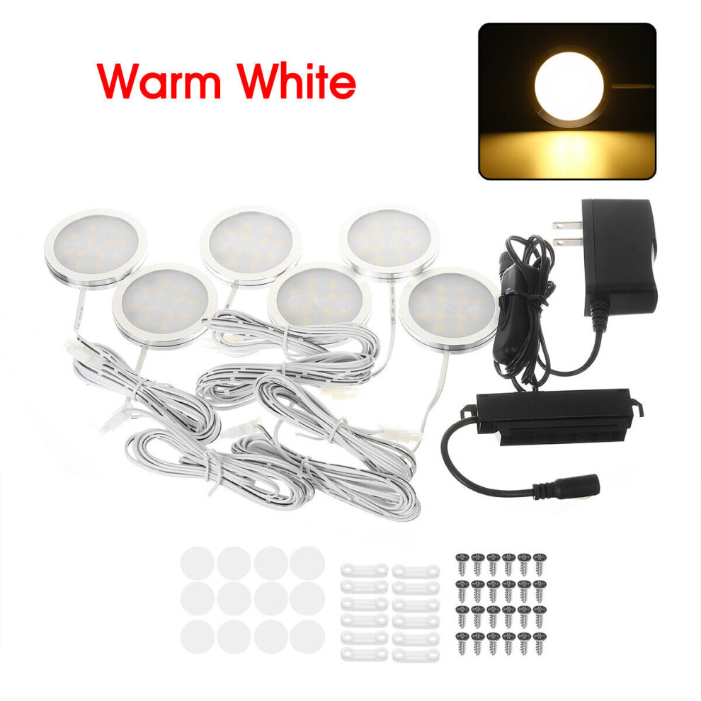(Warm White) 2.5W 6-In-1 LED Under Cabinet Light Ceiling Panel Down Slim Kitchen Cupboard Recessed Lamp DC12V