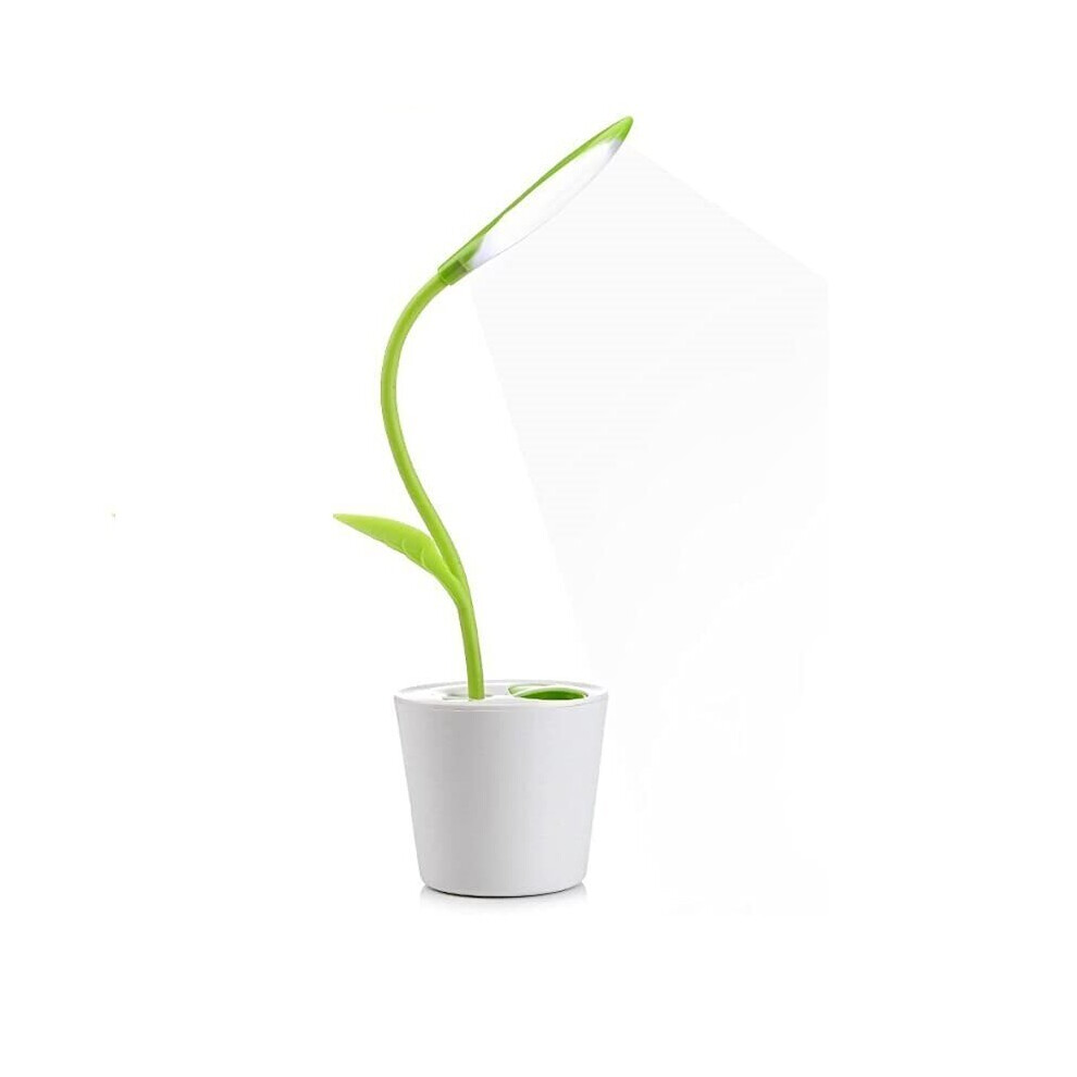 (Green) LED Table Light USB Rechargeable 3 Level Dimmer with Touch-Sensitive Switch Reading Lamp, Pencil Holder Decoration