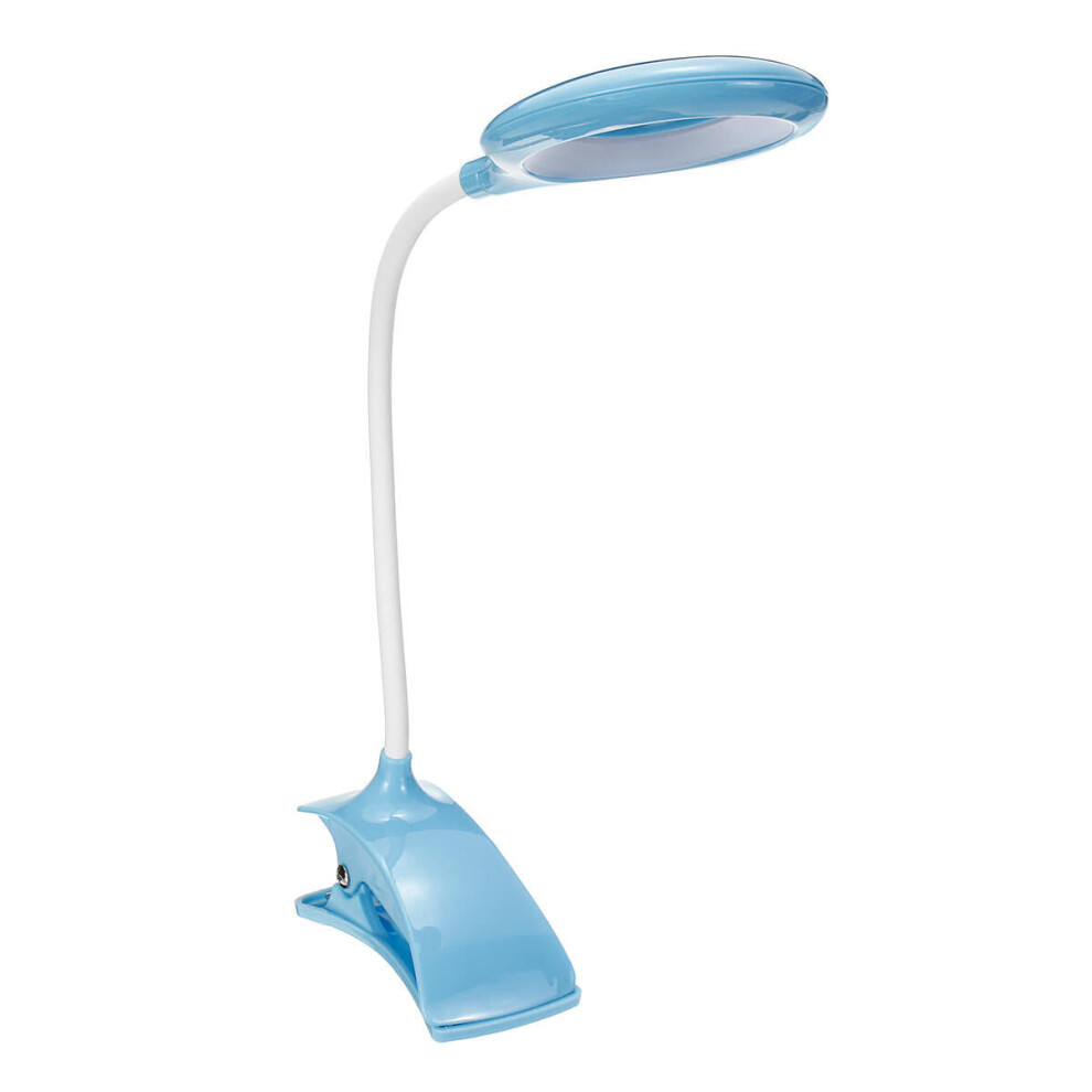 (Blue) USB Rechargeable Touch Sensor LED Desk Table Lamp Dimmable Clip-On Reading