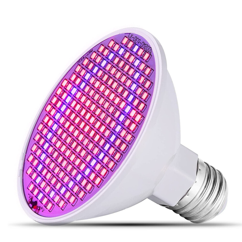 LED Grow Light Bulb 20W Plant Light with 200 LEDs E27 Base Grow Light Bulbs for Indoor Plants Vegetables Greenhouse and Hydroponic