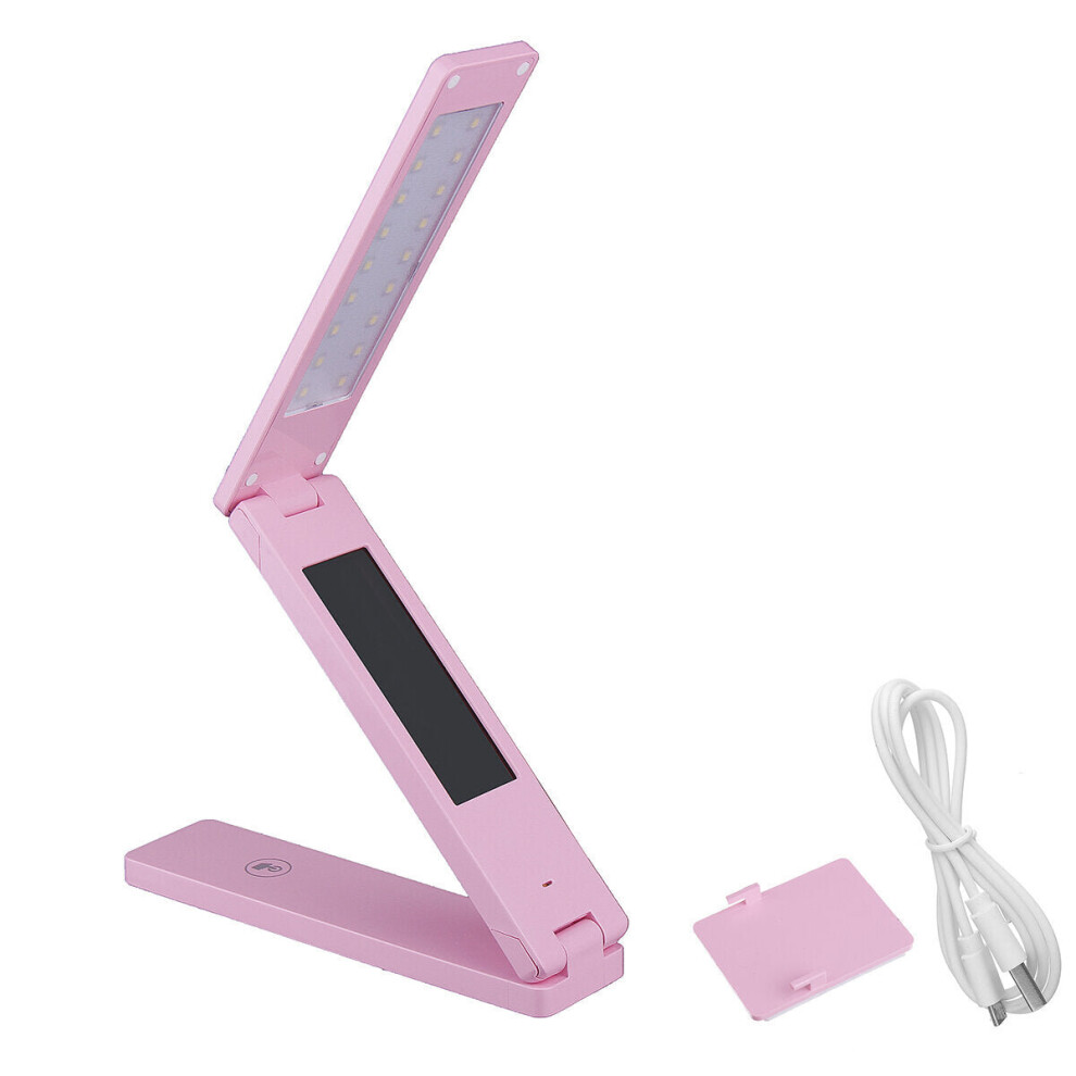 (Pink) Portable Folding Touch Control LED Reading Light Dimmable LCD USB Table Desk Lamp