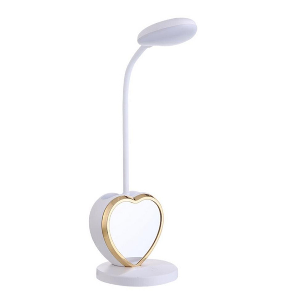 (Golden) Multifunctional USB Rechargeable Touch Dimmable LED Table Lamp Pen Holder Mobile Phone Stand Magnet Mirror