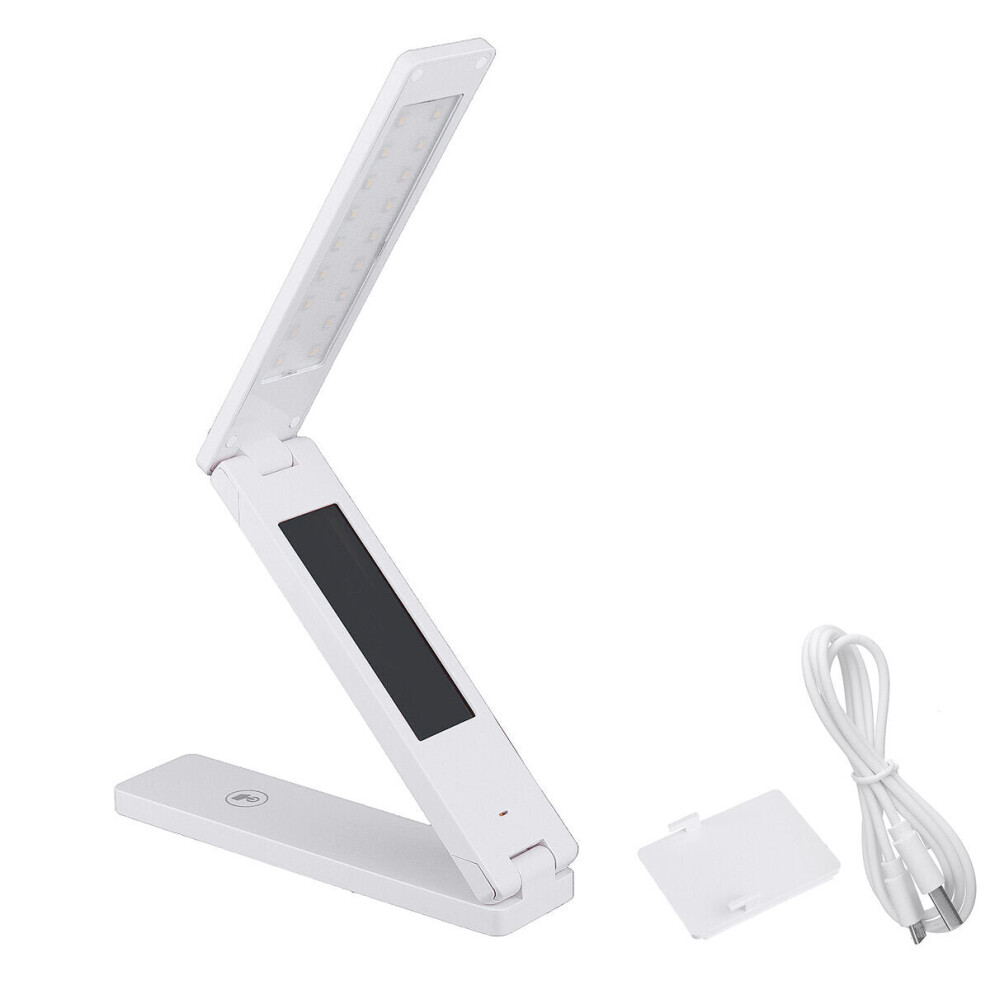 (White) Portable Folding Touch Control LED Reading Light Dimmable LCD USB Table Desk Lamp