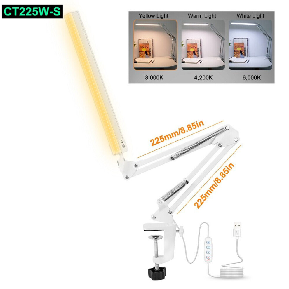 (CT225W-S) 10W LED Desk Lamp Reading Table Lamps 3 Color Modes 10 Brightness Level Eye Caring Lights Dimmable Home Office Light