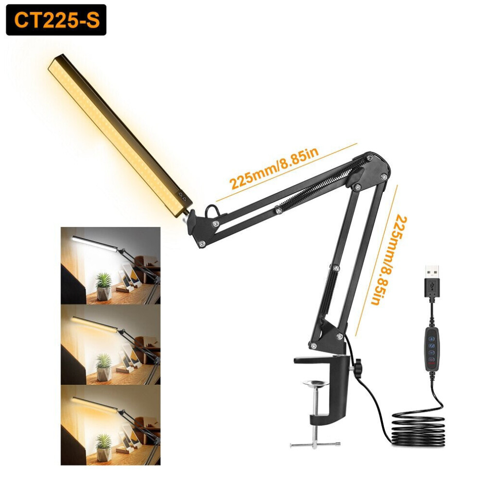 (CT225-S) 10W LED Desk Lamp Reading Table Lamps 3 Color Modes 10 Brightness Level Eye Caring Lights Dimmable Home Office Light