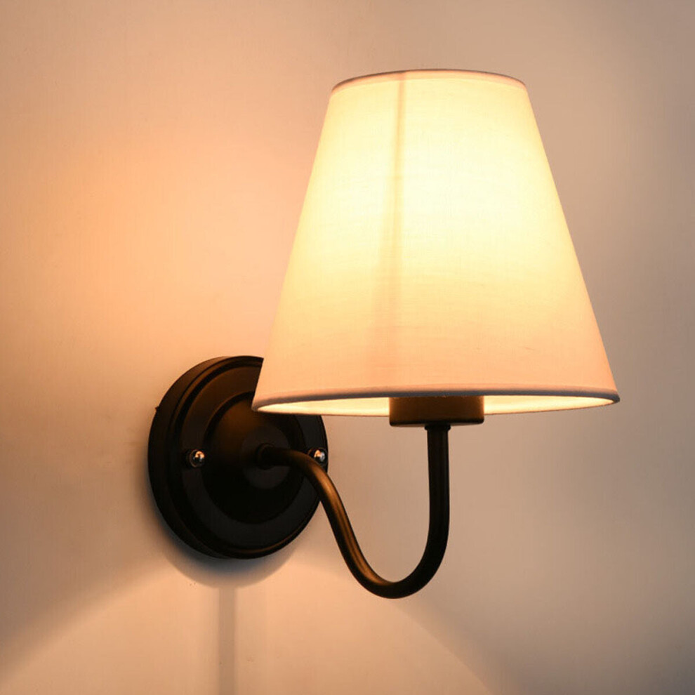 Wall Light American Style Bedroom Wrought Iron Retro Bedside Lamp with Power Switch Cord Without Bulb