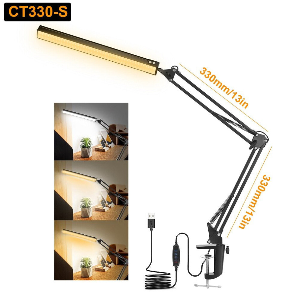 (CT330-S) 10W LED Desk Lamp Reading Table Lamps 3 Color Modes 10 Brightness Level Eye Caring Lights Dimmable Home Office Light