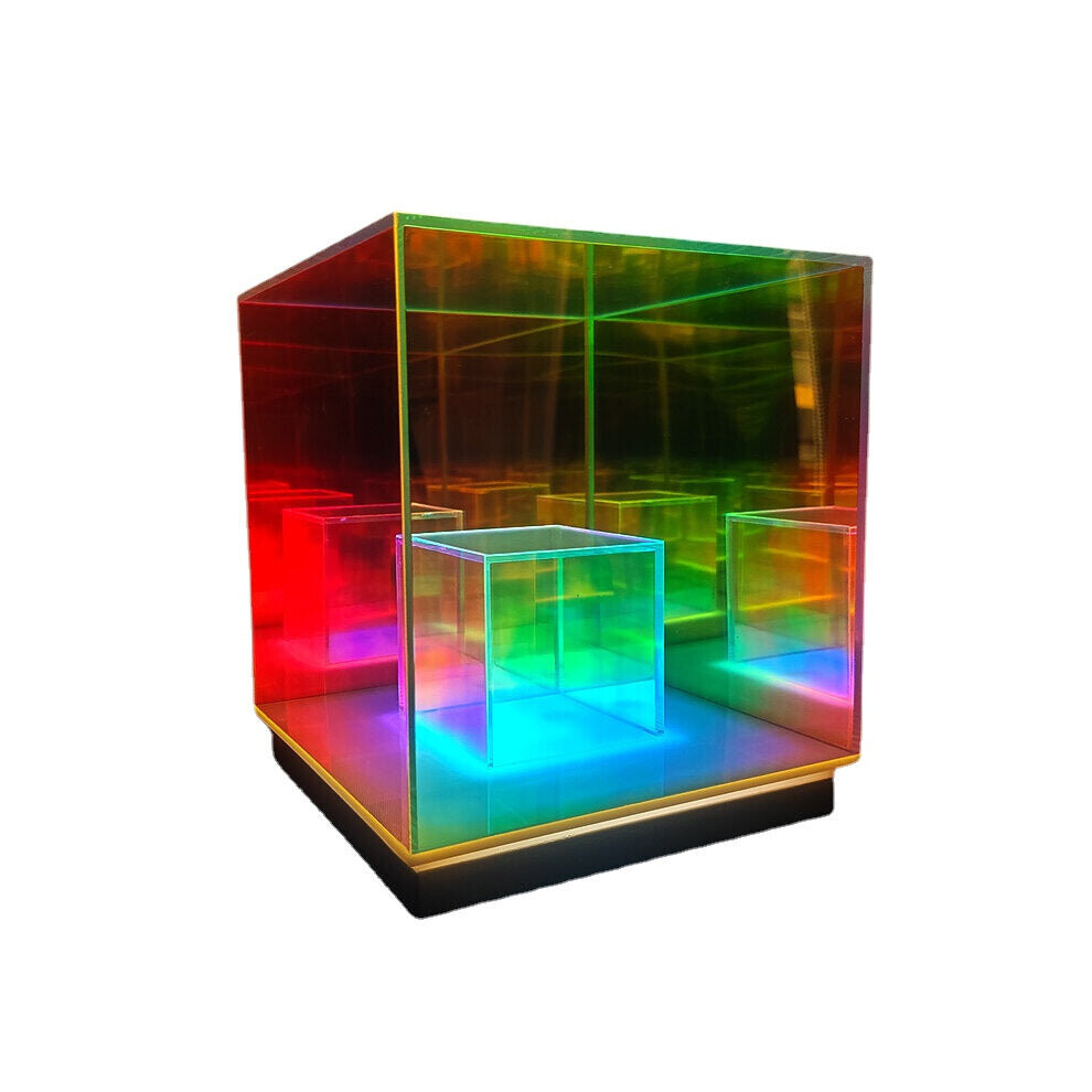 (Cube Box -L) Cube LED Color Table Lamp Cube Box Acrylic Color Table Lamp for Bedroom Living Room