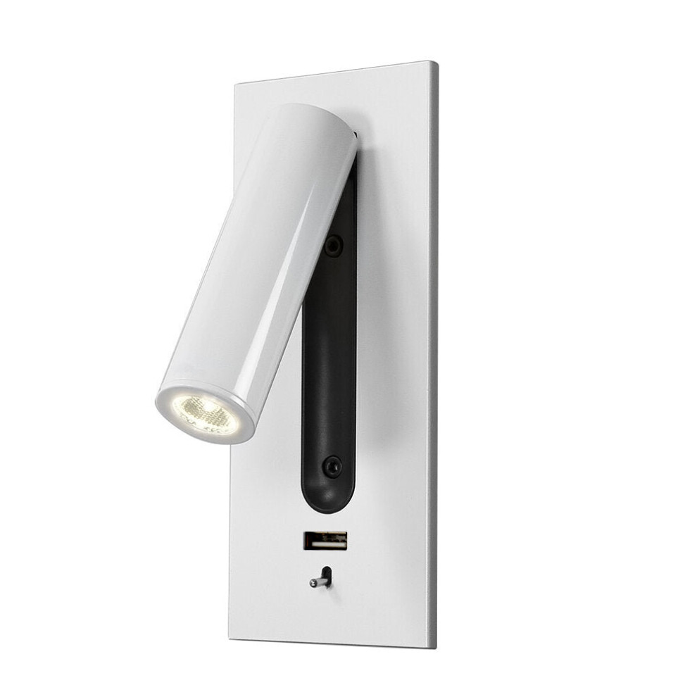 (White, 4000K) Wall Light Bed Headboard Reading Lights LED Wall Lamps 5V 2.1A USB Charger Switch Hotel Bedside Wall Sconces Lighting