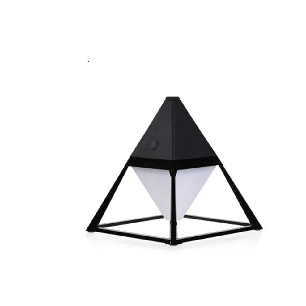 (Black) Diffuser LED Night Light USB Interface Charging Wall Lamp Art Pyramid Shape 2200mAh Battery Life