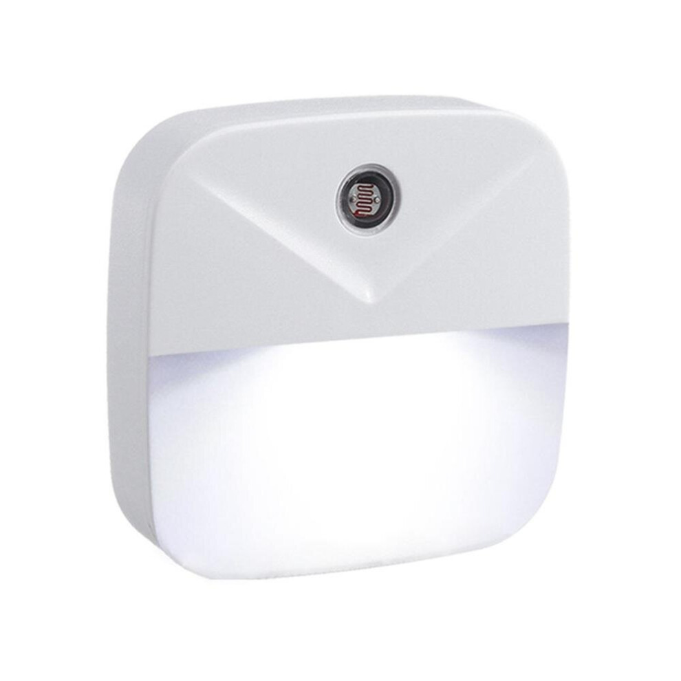 (White) Mini LED Night Light Plug-In Wall Lamp Light Sensor Control For Kids Bedroom