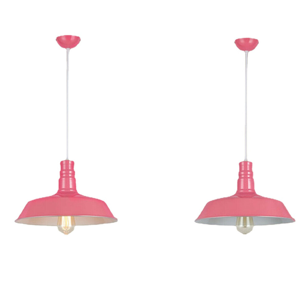 (Pink) Modern Industrial Metal Style Ceiling Pendant Light Lamp Shades Lampshade Decor