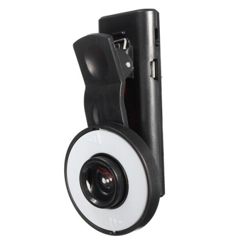 (Black) Mini Clip Portable 8 LED Fill Flash Selfie Light For iPhone 6 Samsung
