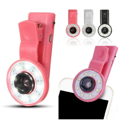 (White) Mini Clip Portable 8 LED Fill Flash Selfie Light For iPhone 6 Samsung 2