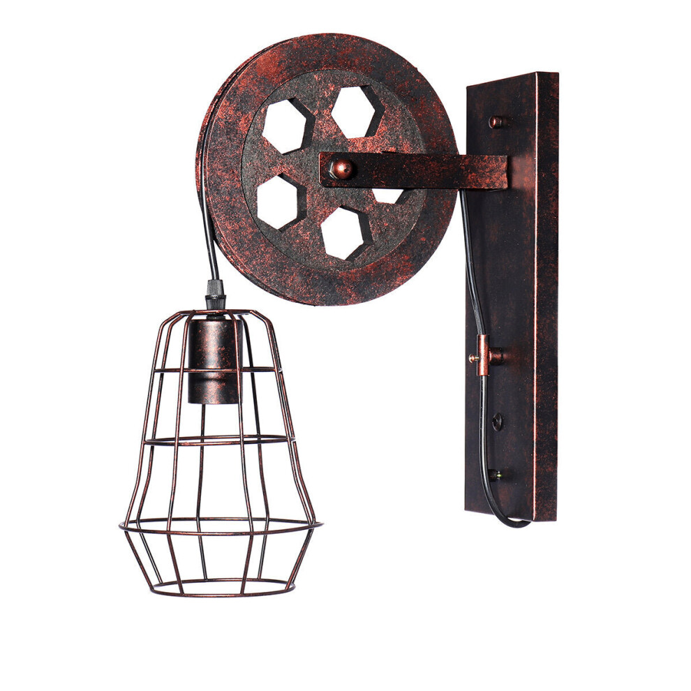 (17x48cm) Vintage Industrial Wall Lamp Pulley Light Indoor Sconce Fixture Decoration