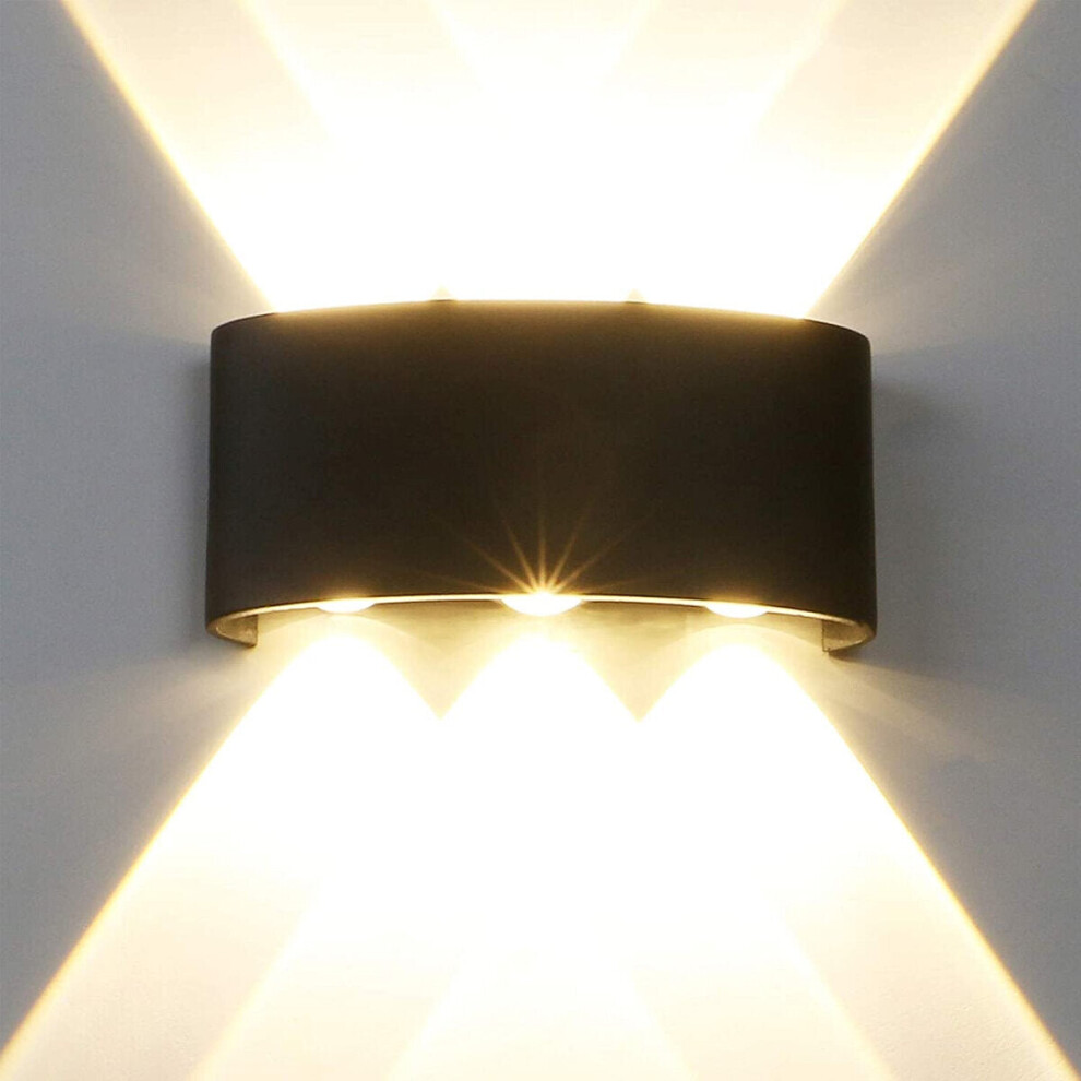 (Black, 2W) Waterproof 2-8W LED Wall Light Up Down Lighting Sconce Lamp Indoor Outdoor IP65