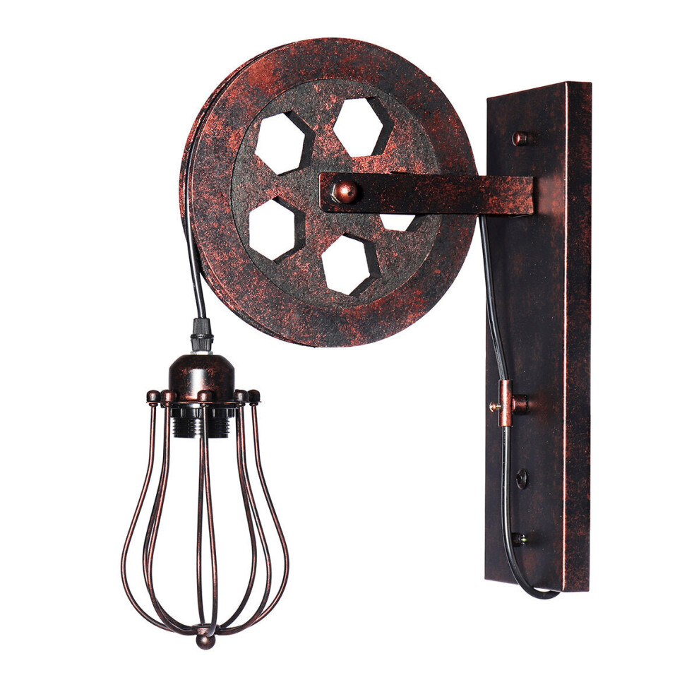 (10 x 48cm) Vintage Industrial Wall Lamp Pulley Light Indoor Sconce Fixture Decoration