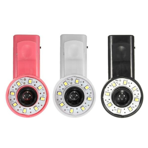 (Pink) Mini Clip Portable 8 LED Fill Flash Selfie Light For iPhone 6 Samsung