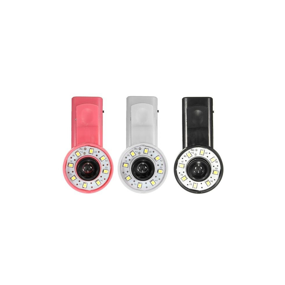 (Pink) Mini Clip Portable 8 LED Fill Flash Selfie Light For iPhone 6 Samsung